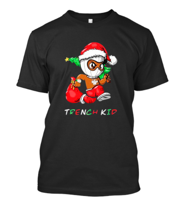 Trench Kid Festive Santa Holding Christmas Tree T-Shirt