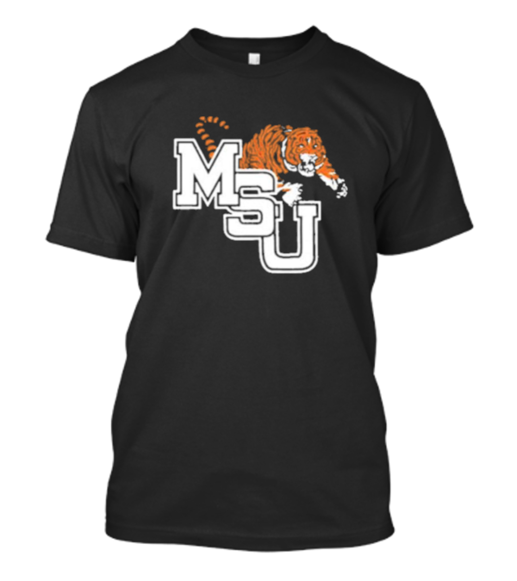MSU Tiger Icon With Bold White Letters And Orange Stripes T-Shirt