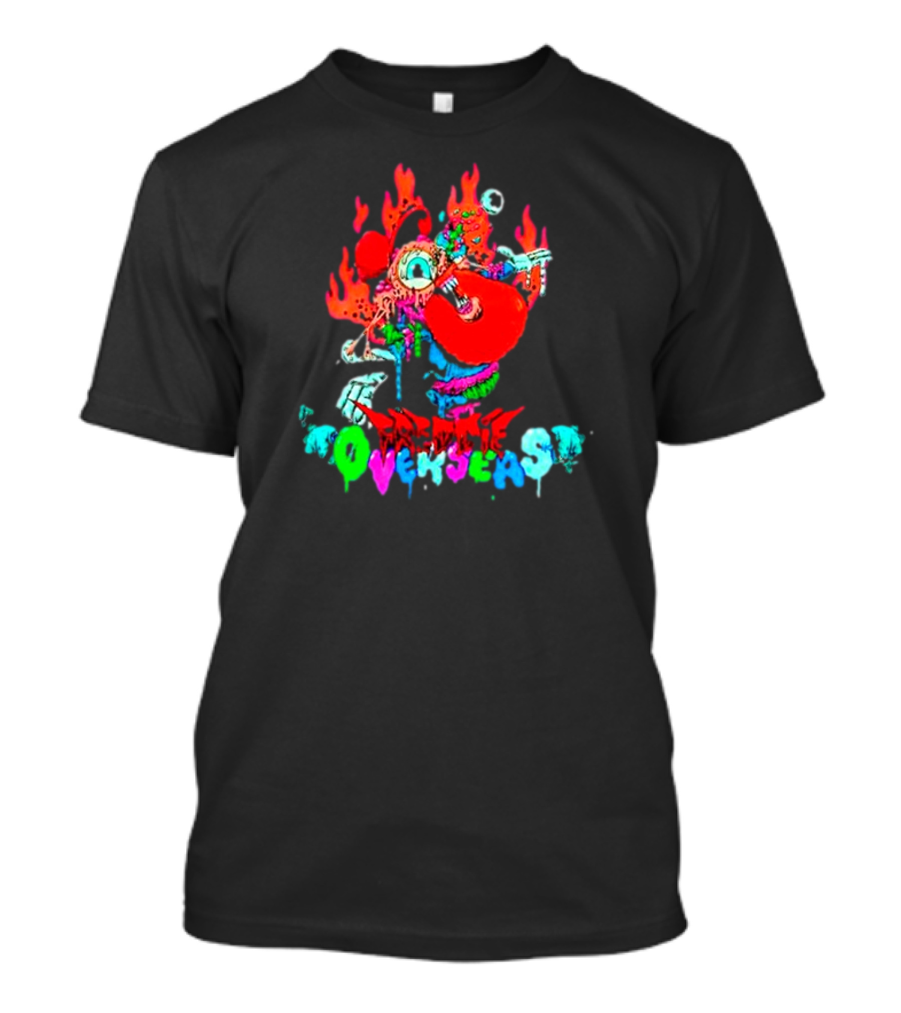 Freddie Overseas Flaming Cartoon Character Multicolor T-Shirt