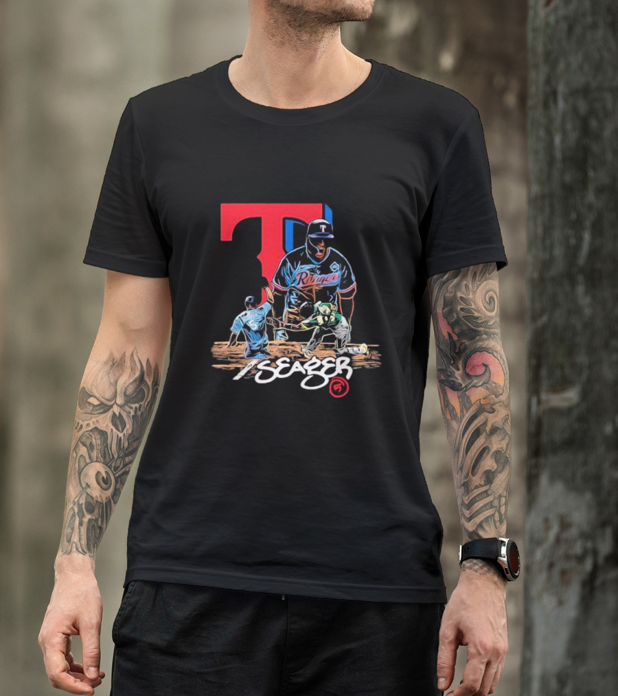Texas Rangers Seager Baseball Action T-Shirt