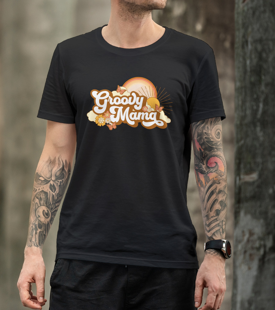 Groovy Mama Retro Sunflower Butterflies T-Shirt