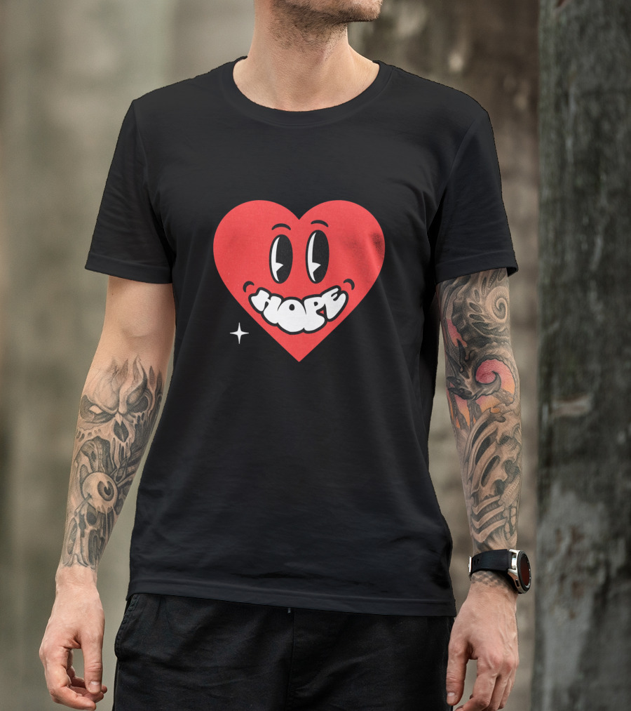 Hope Heart With Cartoon Eyes And Sparkle T-Shirt