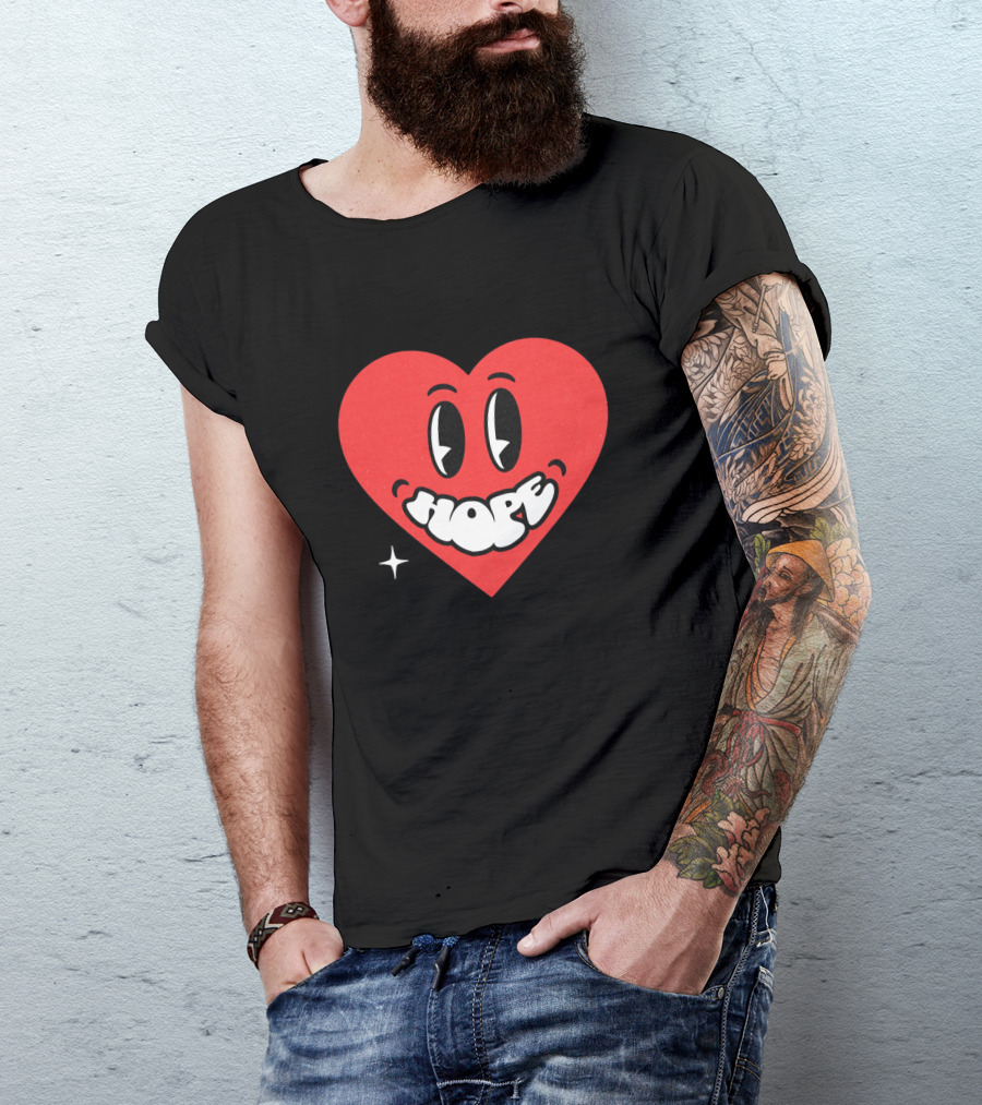 Hope Heart With Cartoon Eyes And Sparkle T-Shirt
