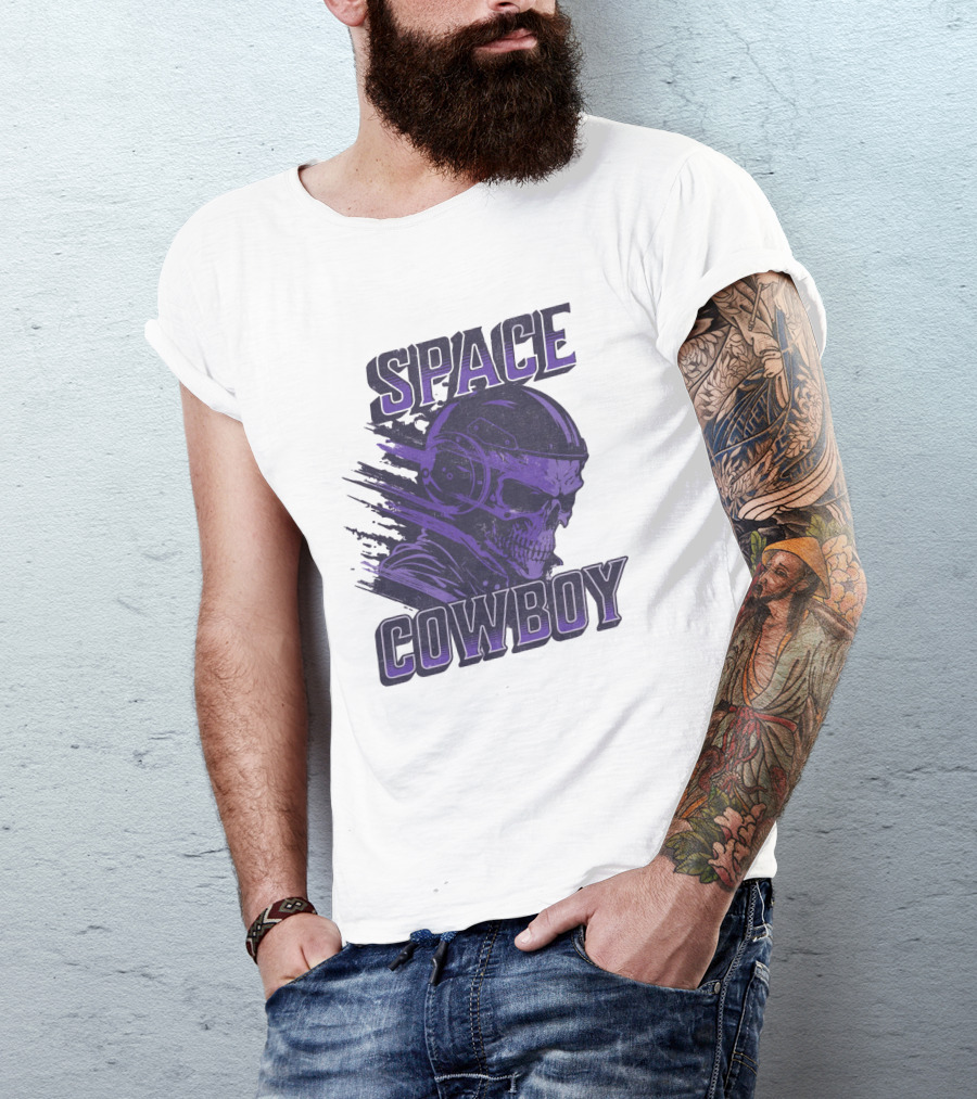 Space Cowboy Skull Helmet Cosmic Adventure T-Shirt