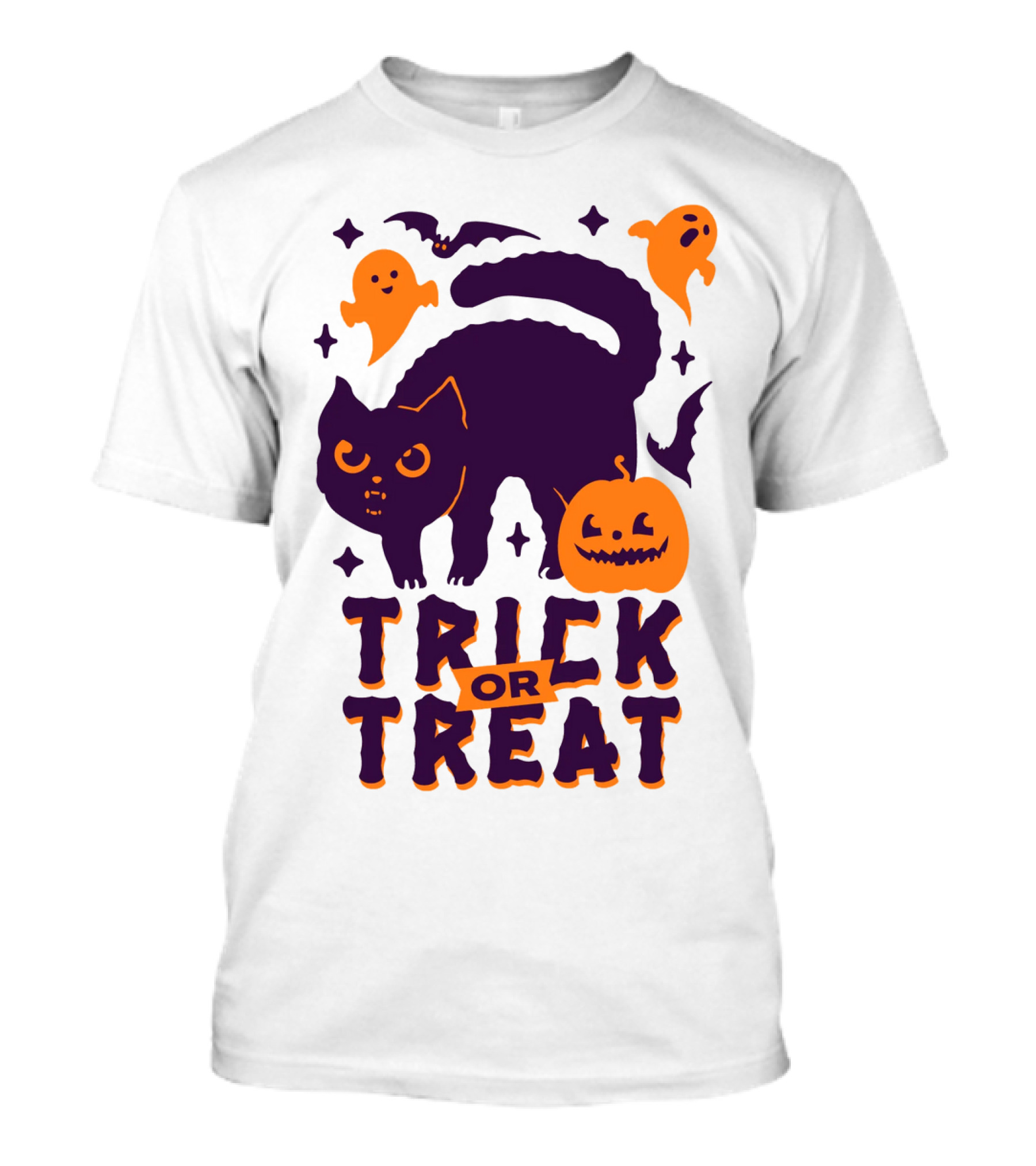 Trick Or Treat Cats Ghosts Pumpkins And Bats T-Shirt