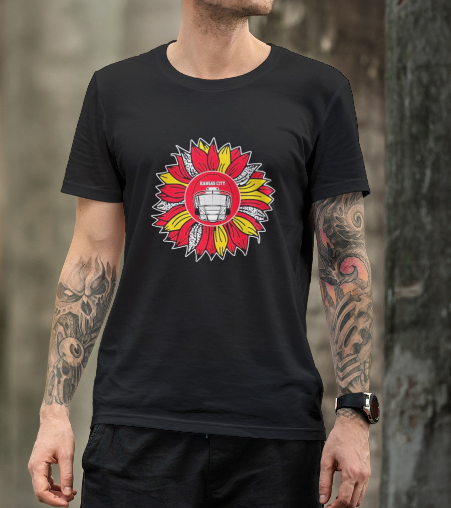 Kansas City Chiefs Sunflower Football Helmet T-Shirt