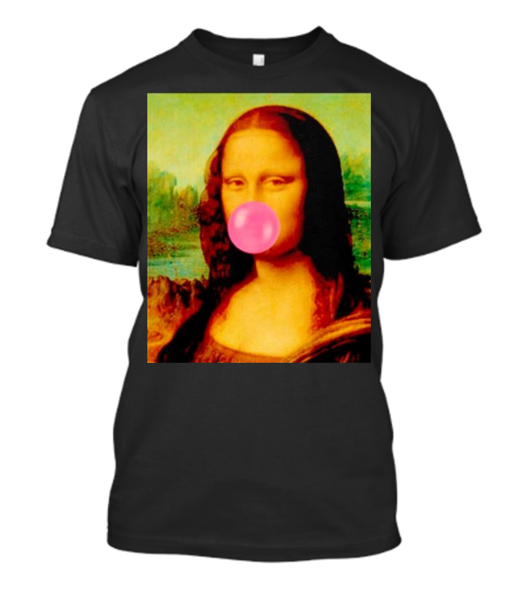 Mona Lisa Blowing Pink Bubble Gum T-Shirt