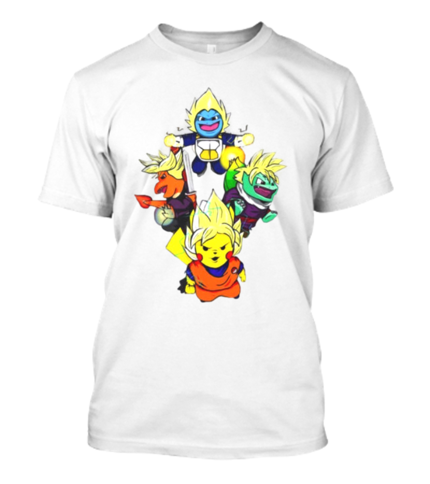 Dragon Ball Z Super Saiyan Pokemon Crossover Characters T-Shirt