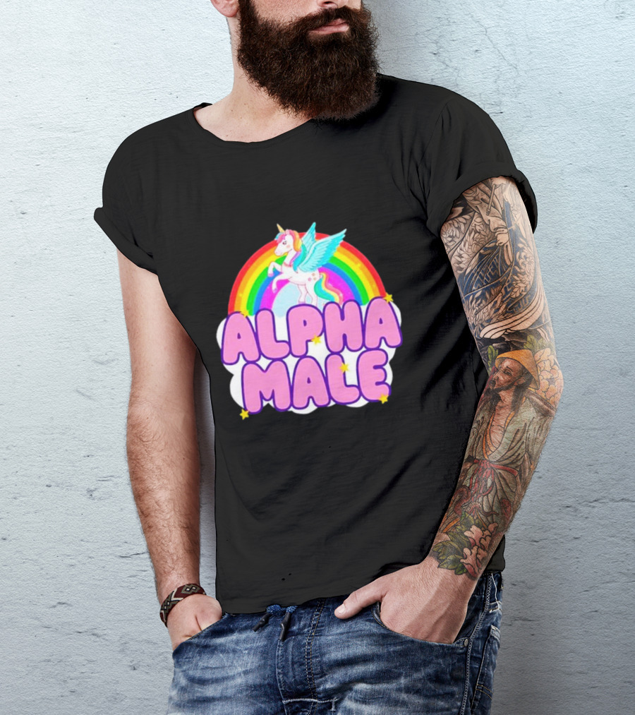 Alpha Male Unicorn Rainbow Cloud T-Shirt