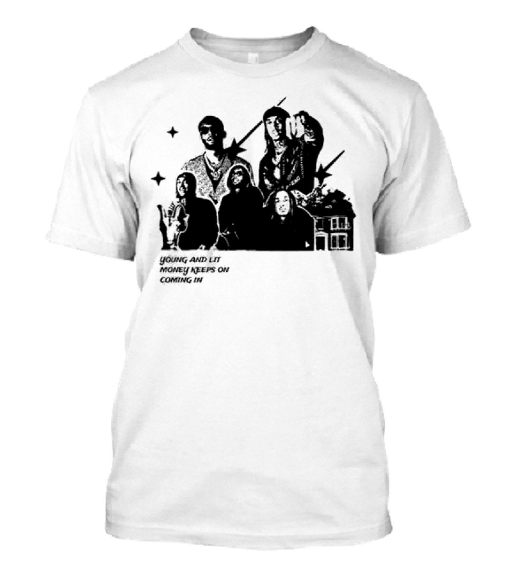 Young And Lit Money Keeps On Coming In Stars And House Scene T-Shirt