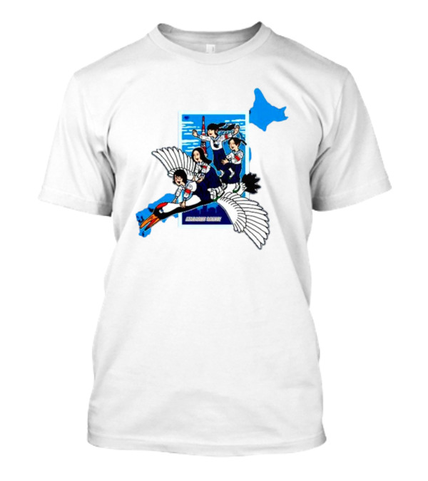 Atarashii Gakko Navy Crane Riding Cartoon Adventure T-Shirt