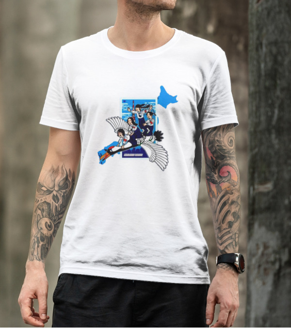 Atarashii Gakko Navy Crane Riding Cartoon Adventure T-Shirt
