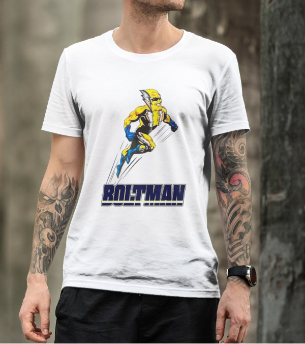 Boltman Superhero Speedster Art Yellow And Blue T-Shirt