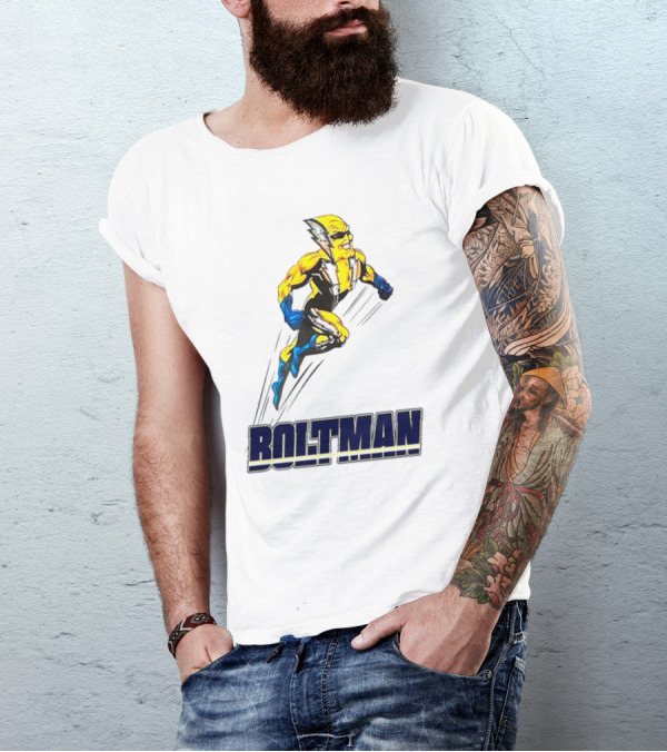 Boltman Superhero Speedster Art Yellow And Blue T-Shirt