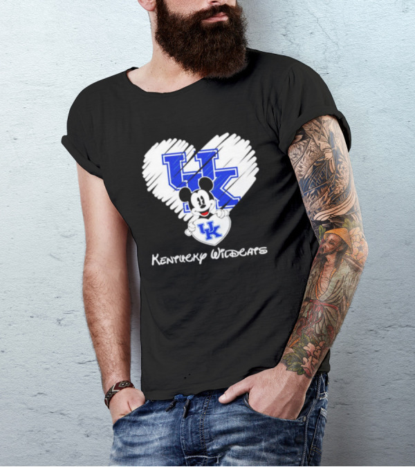 Kentucky Wildcats Heart With Mickey Mouse UK T-Shirt