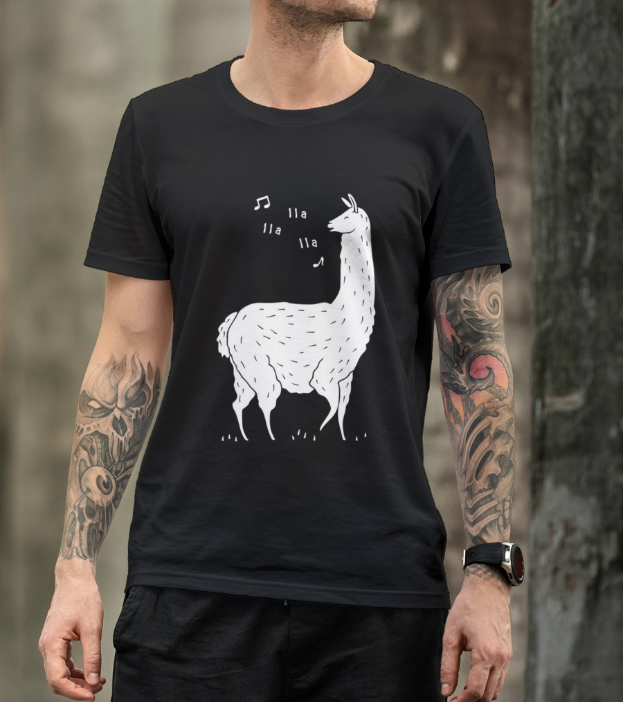 LLAMAS AND MUSICAL NOTES LLA LLA SONG OF THE LLAMA T-Shirt