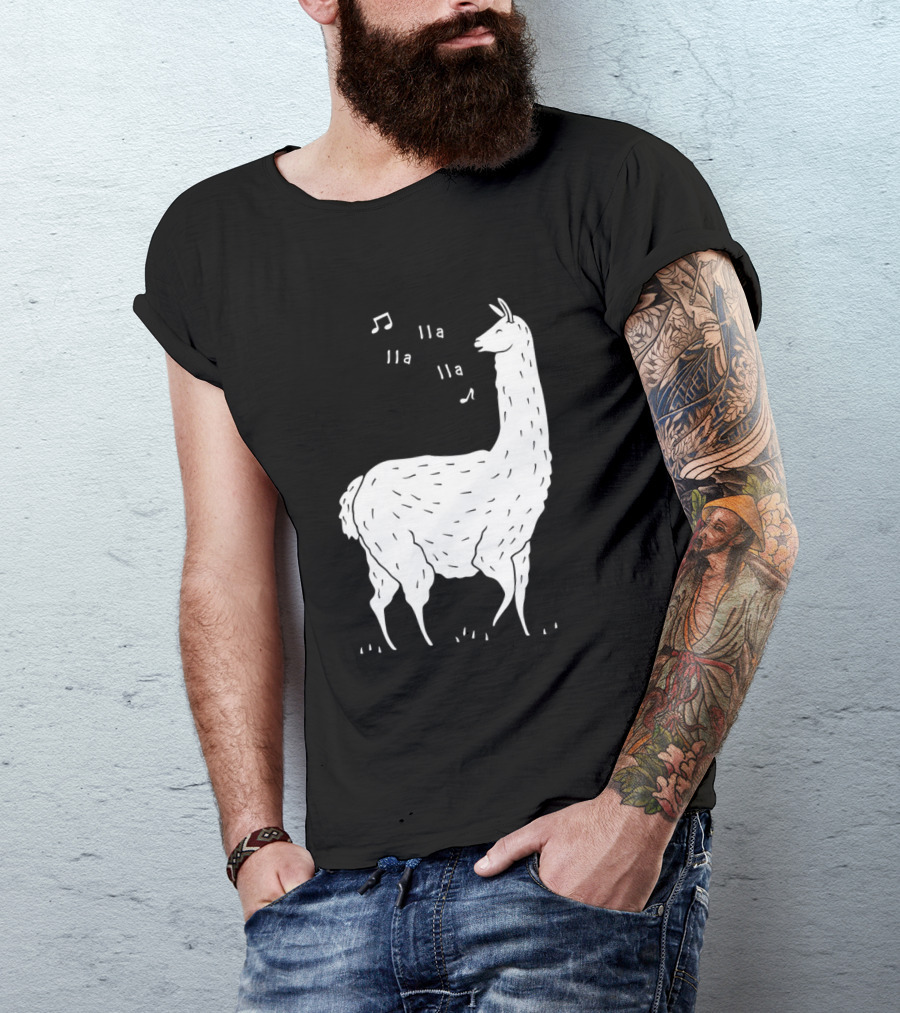 LLAMAS AND MUSICAL NOTES LLA LLA SONG OF THE LLAMA T-Shirt