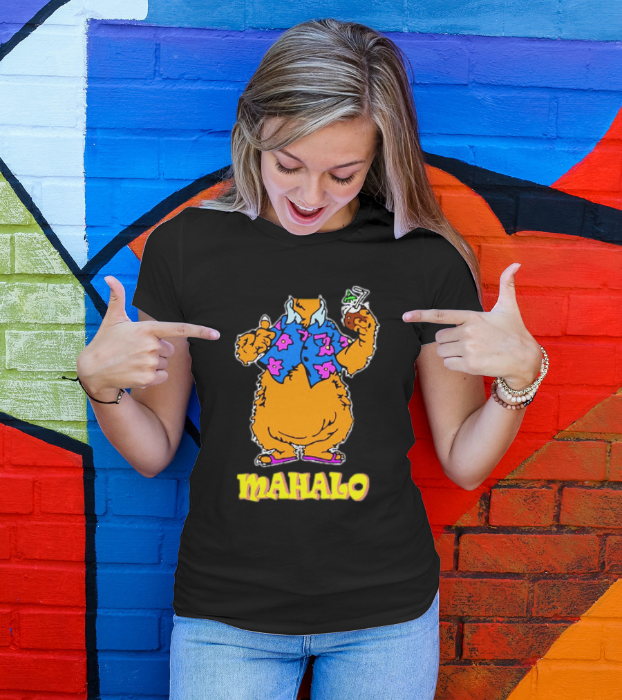 Tammy Mahalo Tropical Bear In Hawaiian Shirt With Drink T-Shirt