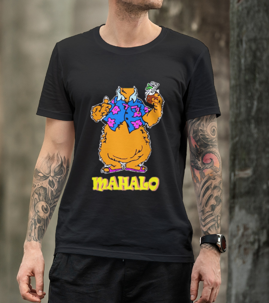 Tammy Mahalo Tropical Bear In Hawaiian Shirt With Drink T-Shirt