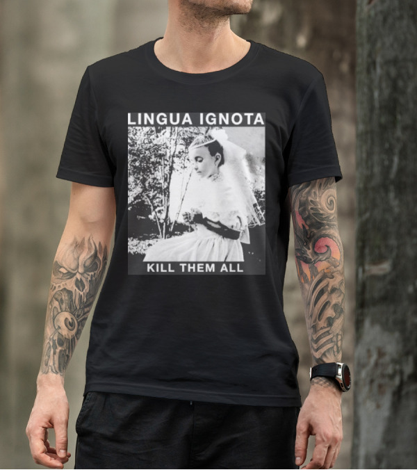 LINGUA IGNOTA KILL THEM ALL Veiled Bride Prayerful Pose T-Shirt