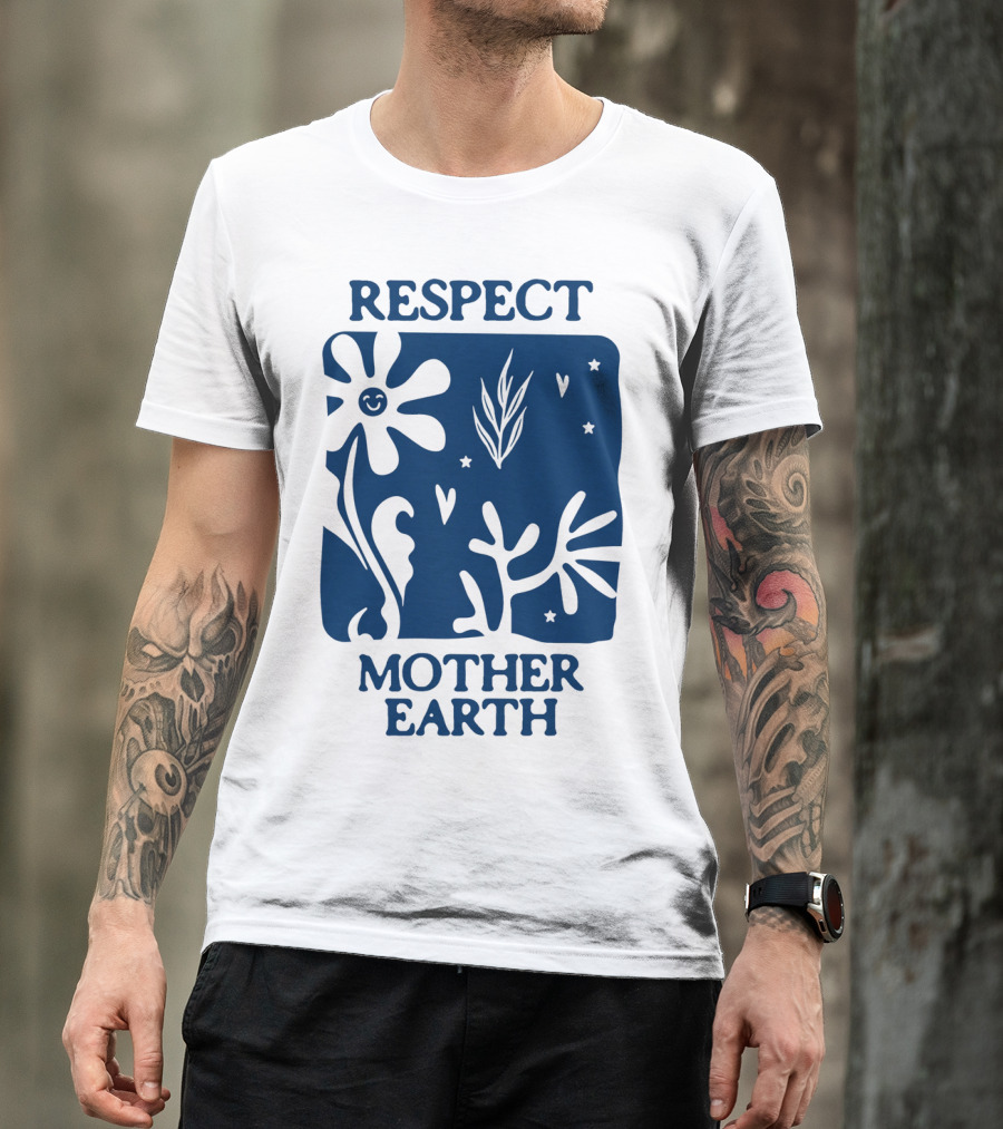 Respect Mother Earth Flower Stars Boho T-Shirt