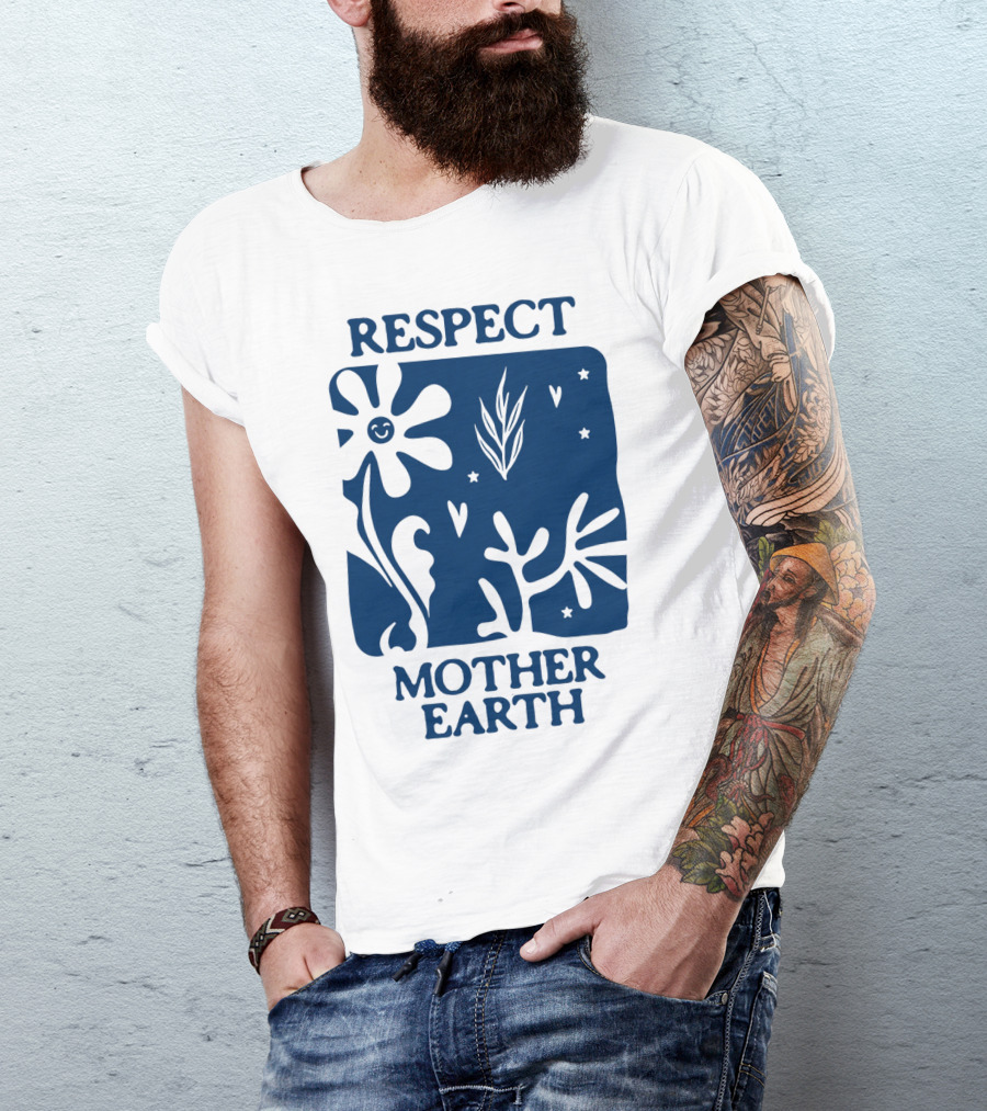 Respect Mother Earth Flower Stars Boho T-Shirt