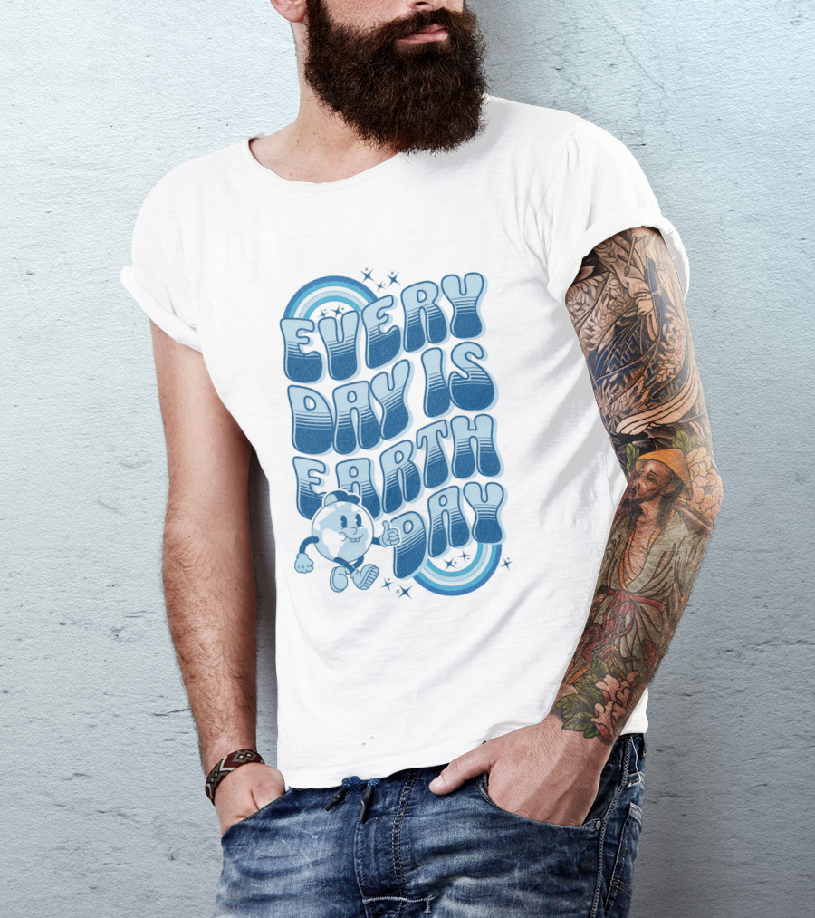 Every Day Is Earth Day Cartoon Planet T-Shirt