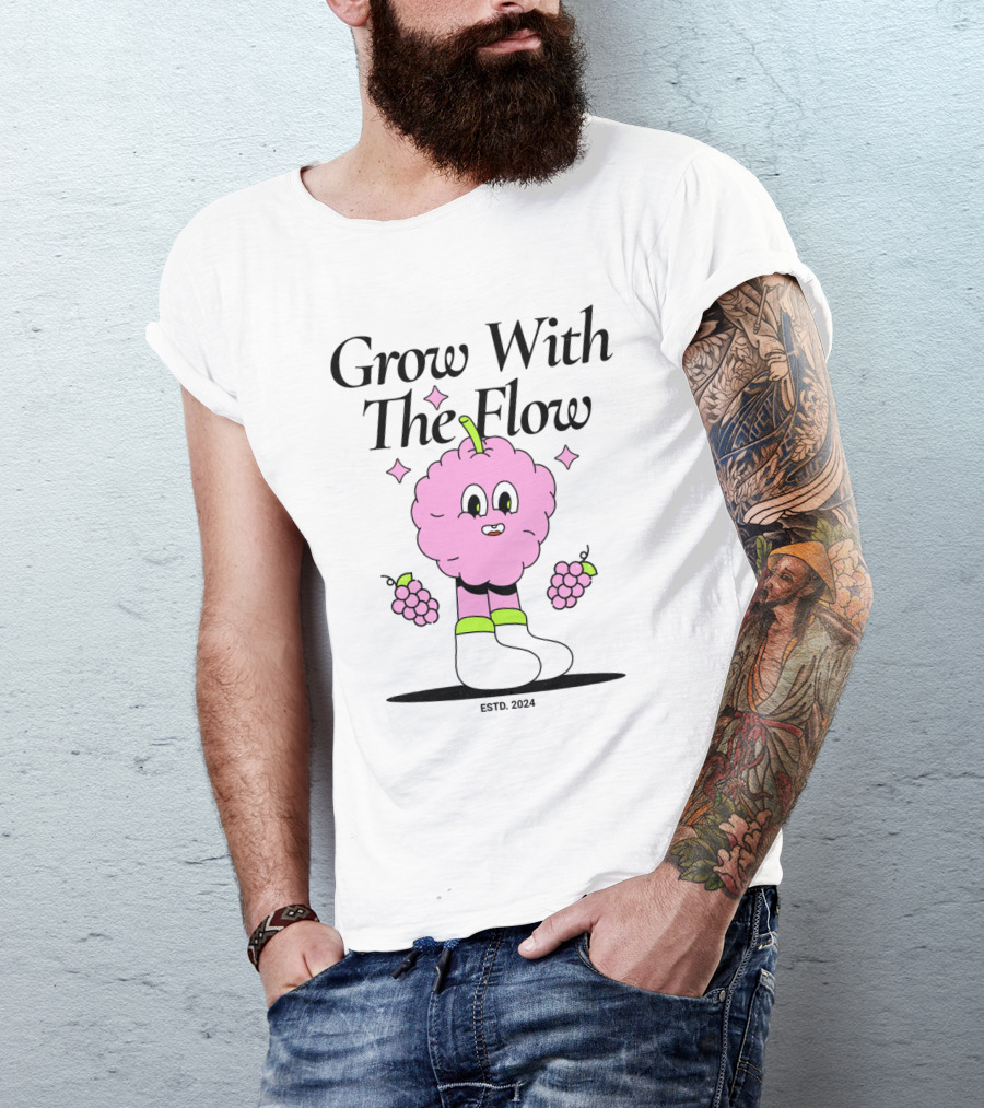 Grow With The Flow Pink Character Grapes ESTD. T-Shirt