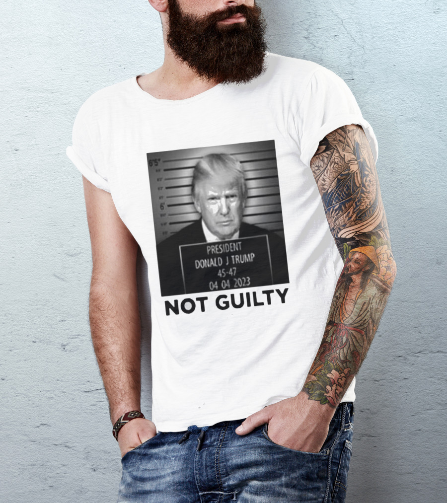 Randy Quaid President Donald J Trump Mugshot Not Guilty T-Shirt