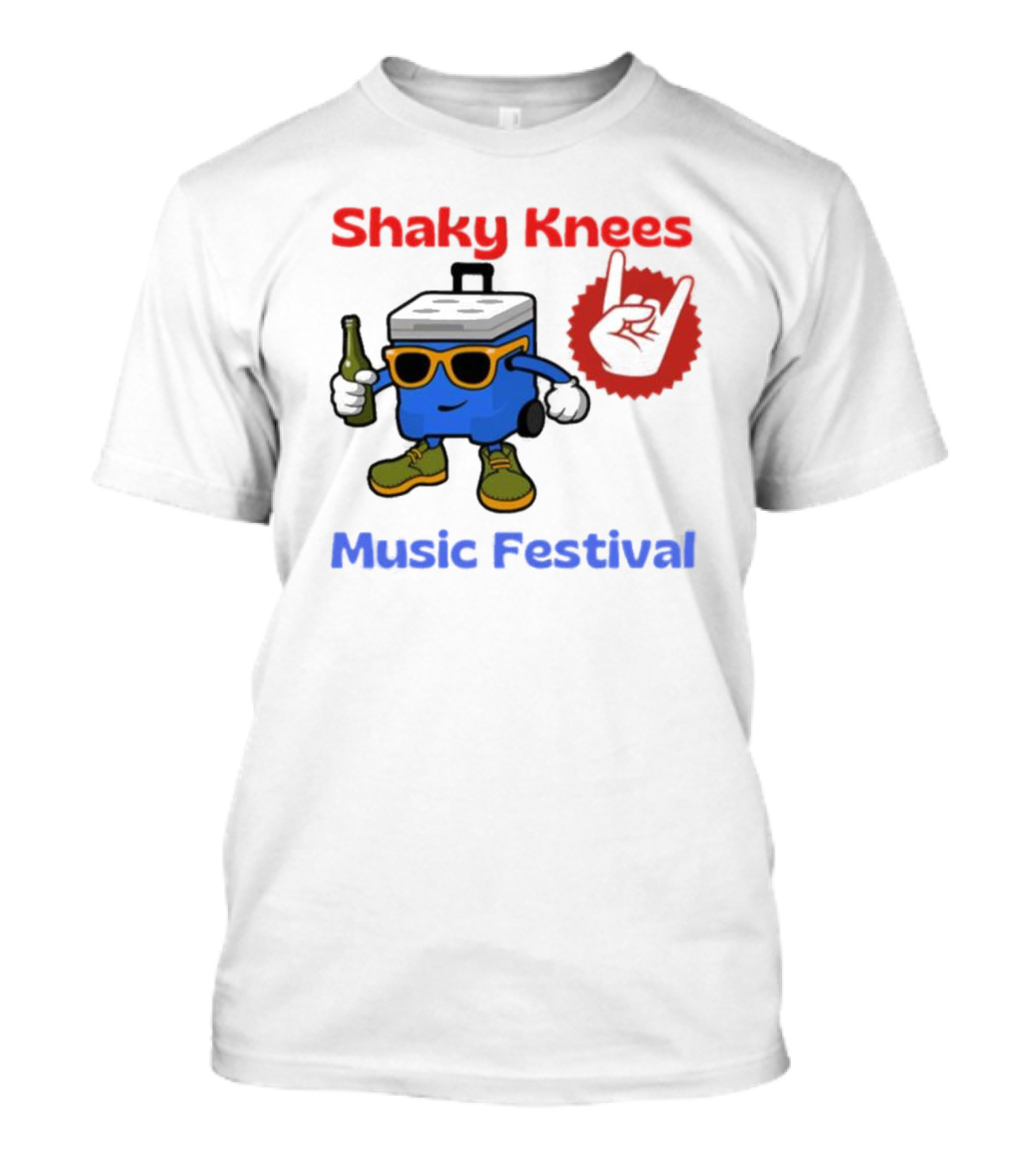 Shaky Knees Music Festival Cooler Character With Sunglasses And Rock Hand T-Shirt