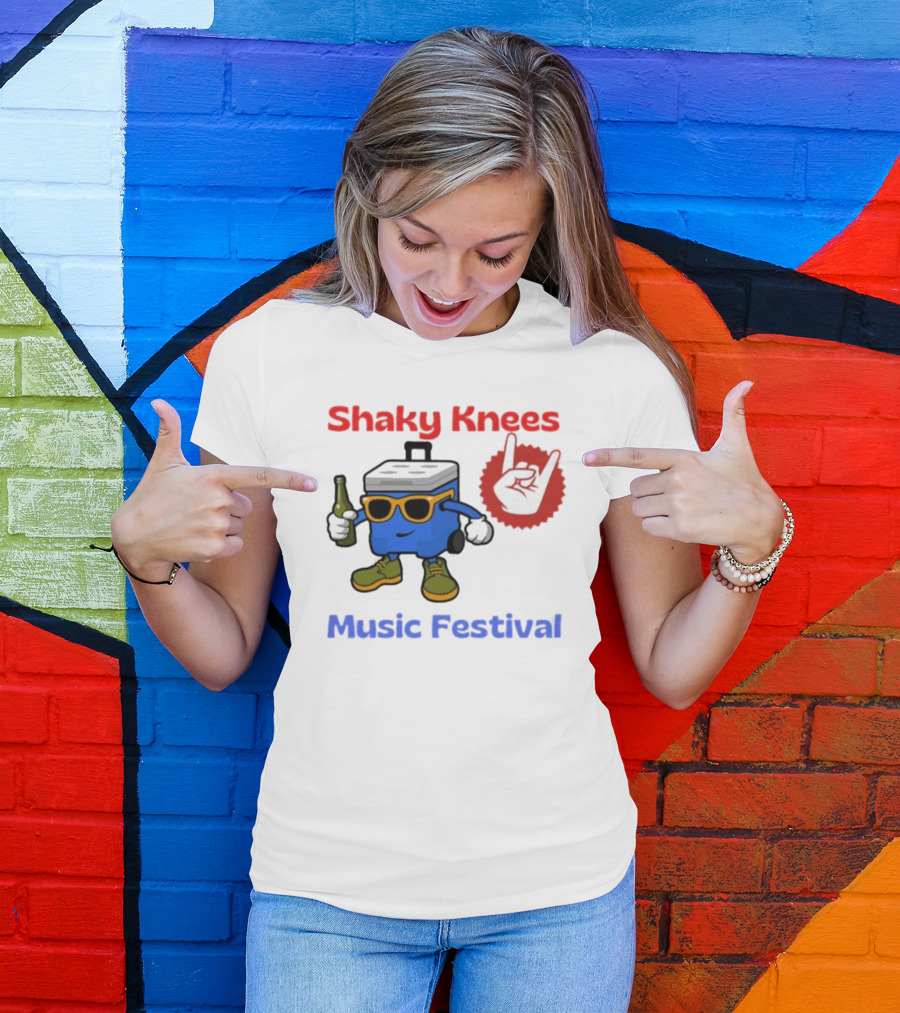 Shaky Knees Music Festival Cooler Character With Sunglasses And Rock Hand T-Shirt