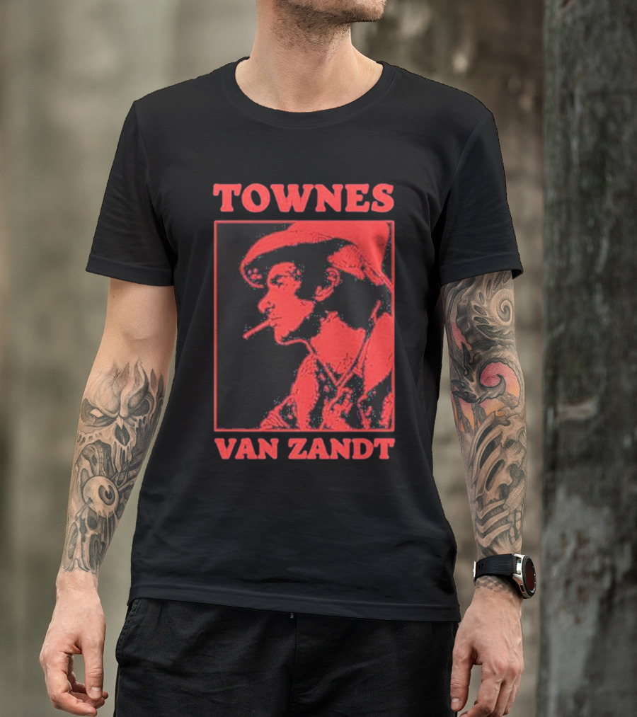 TOWNES VAN ZANDT VINTAGE RED SILHOUETTE IMAGE T-Shirt