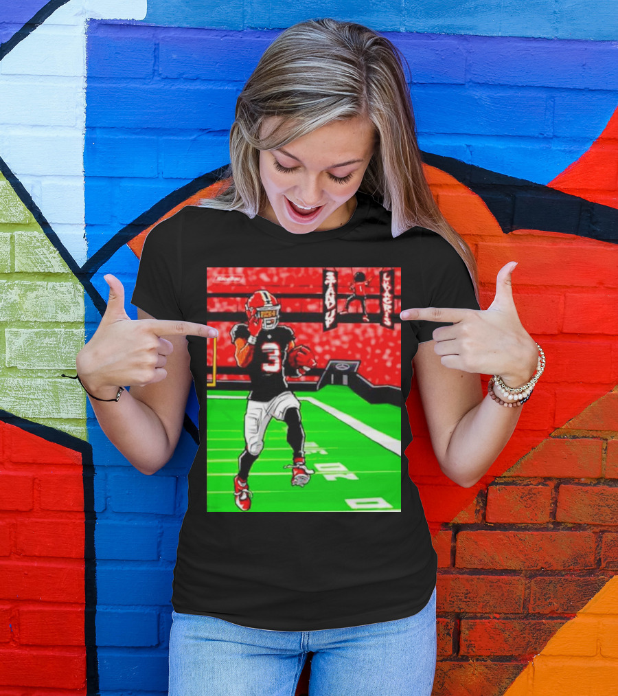 Stand Up Ludacris Football Player Number 3 On Green Field T-Shirt