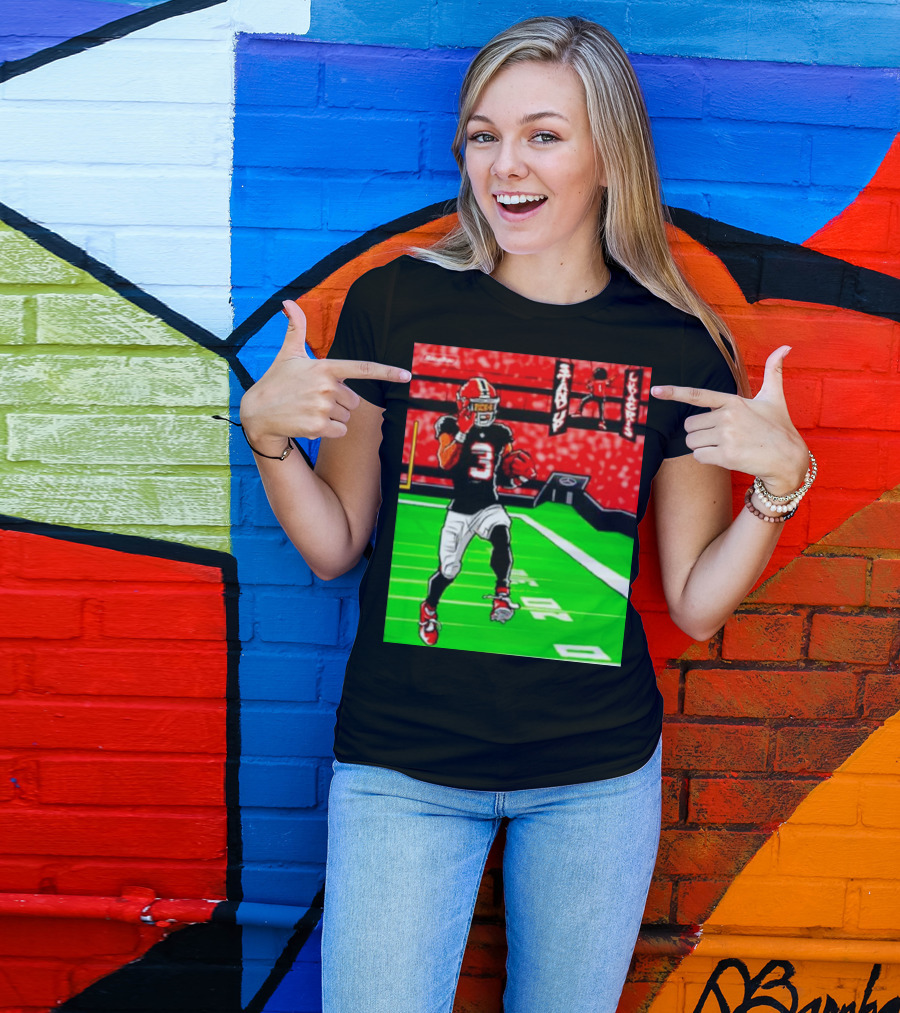 Stand Up Ludacris Football Player Number 3 On Green Field T-Shirt