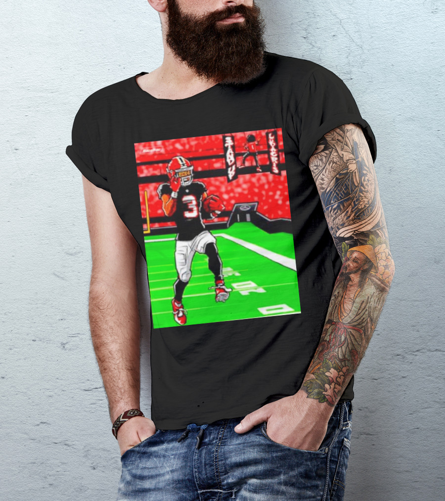 Stand Up Ludacris Football Player Number 3 On Green Field T-Shirt
