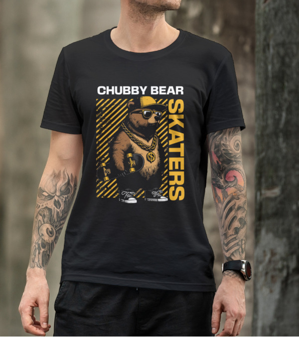 CHUBBY BEAR SKATERS Dollar Chain Sunglasses Cool Black And Yellow T-Shirt