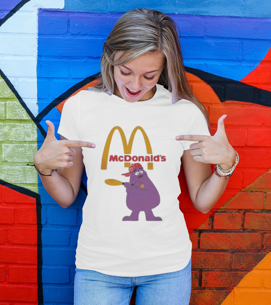 Grimace McDonald's Baseball Cap And Bat T-Shirt