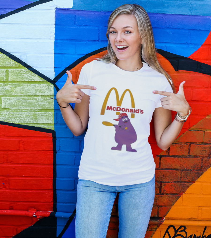 Grimace McDonald's Baseball Cap And Bat T-Shirt