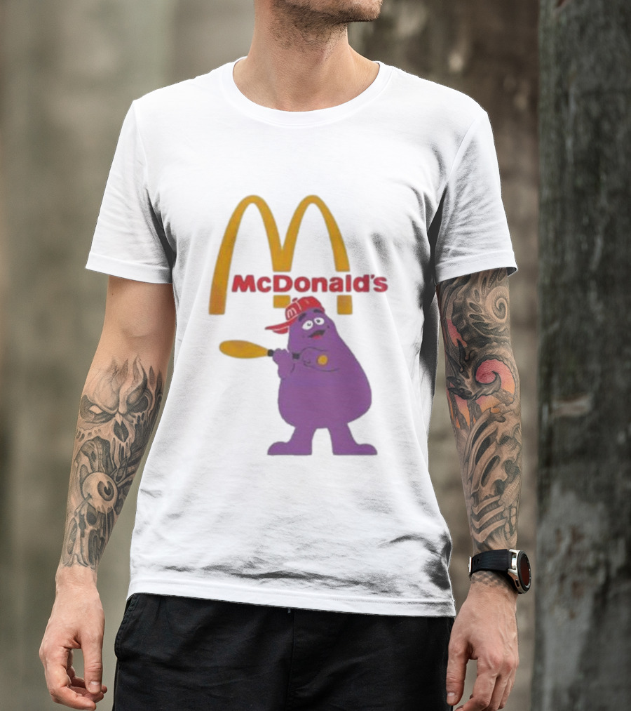 Grimace McDonald's Baseball Cap And Bat T-Shirt
