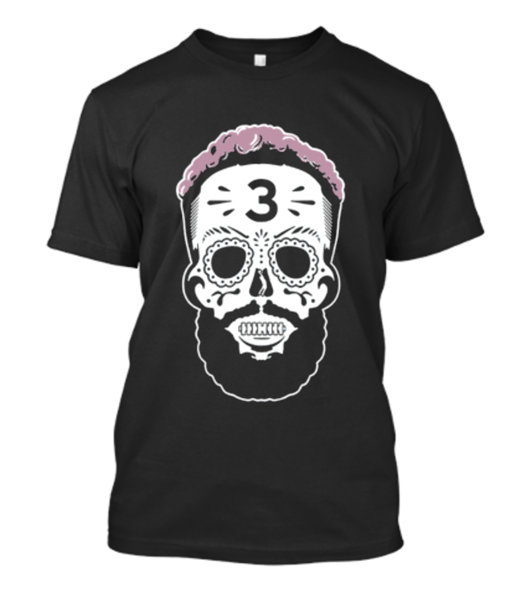 Sugar Skull Pink Edition Number 3 Bearded T-Shirt