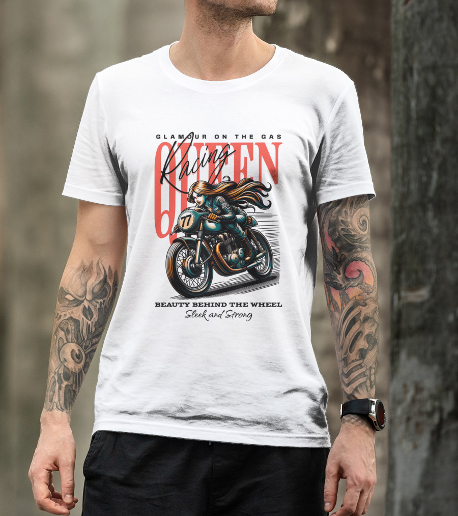 Glamour On The Gas Racing Queen Beauty Behind The Wheel Sleek And Strong T-Shirt