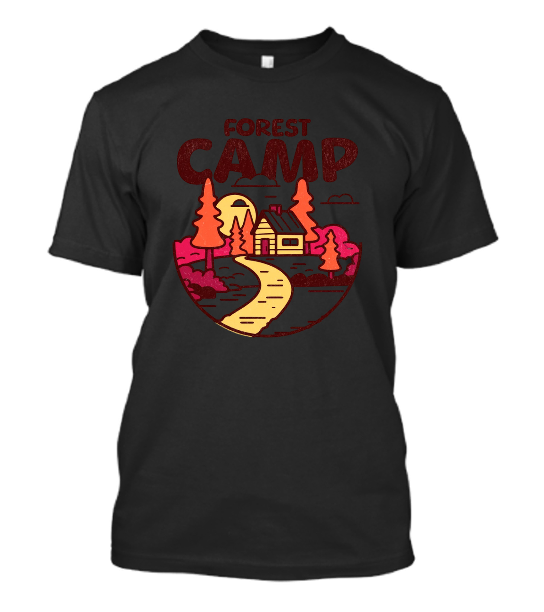 Forest Camp Cabin Path Sunset T-Shirt
