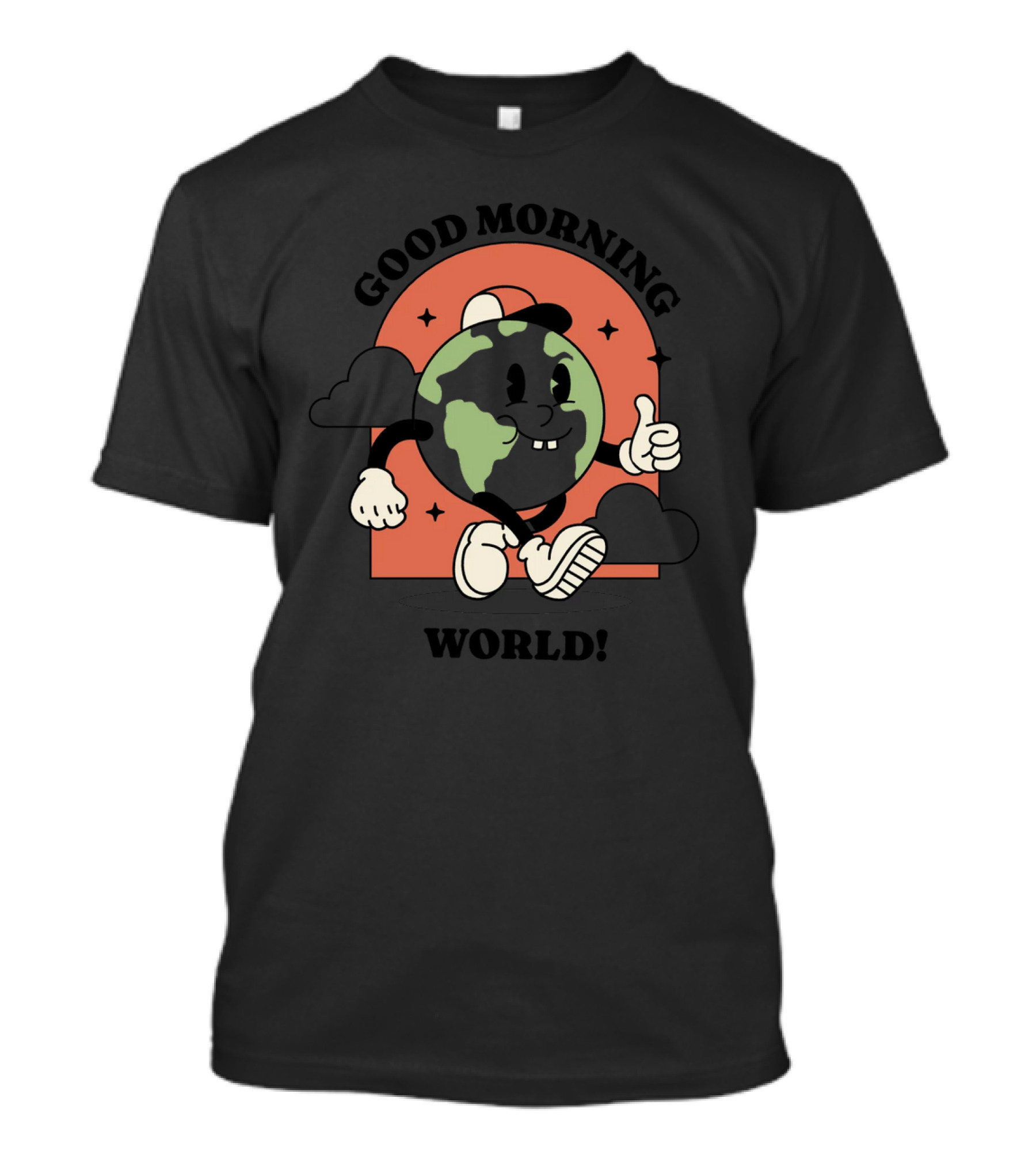 Good Morning World Smiling Earth Character Thumbs Up Classic T-Shirt