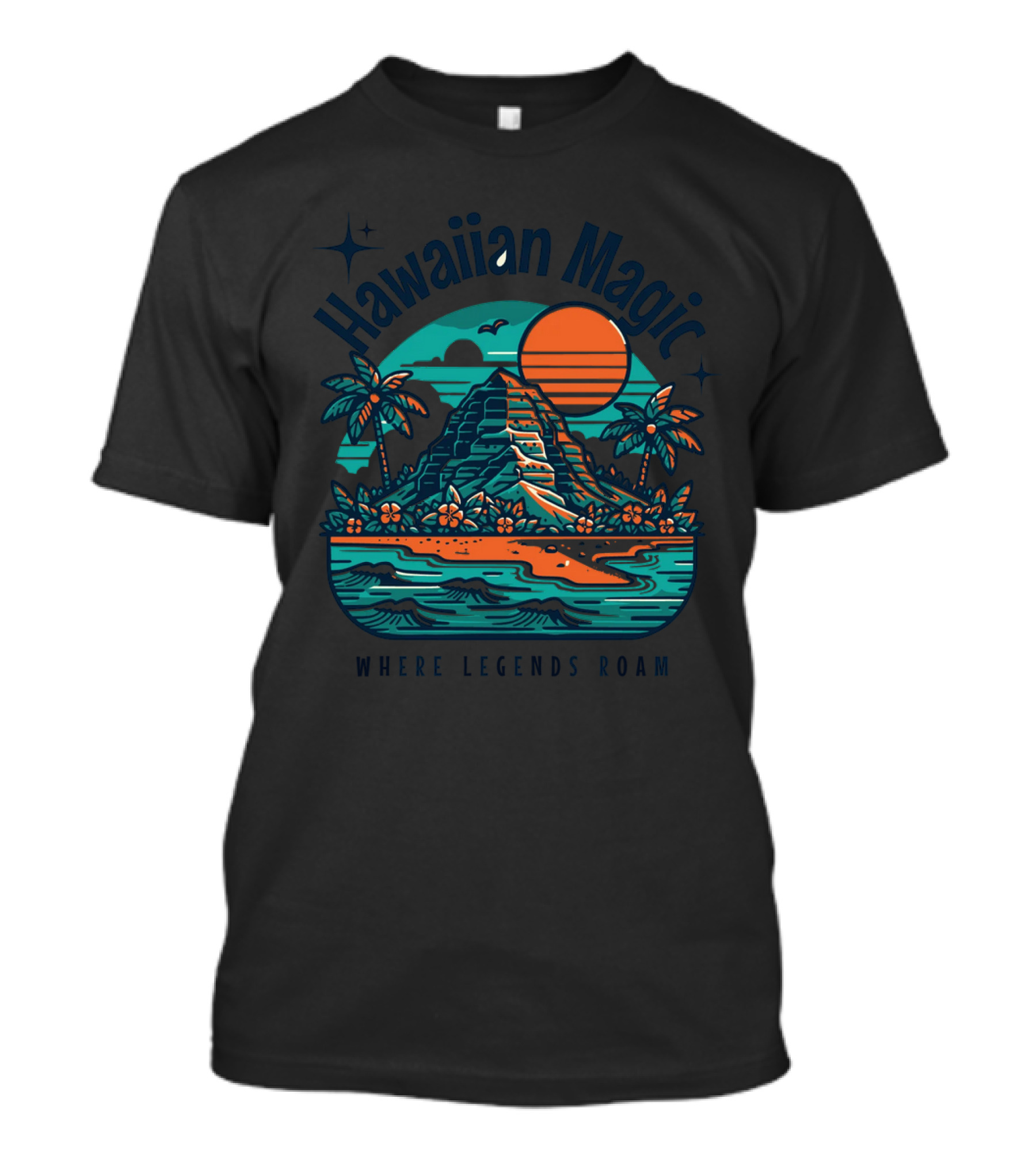 Hawaiian Magic Where Legends Roam Tropical Sunset Scenic Ocean View T-Shirt