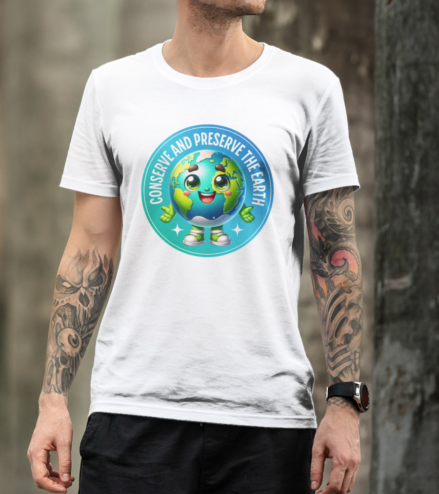 Conserve And Preserve The Earth Retro Earth Day Celebration Mascot T-Shirt