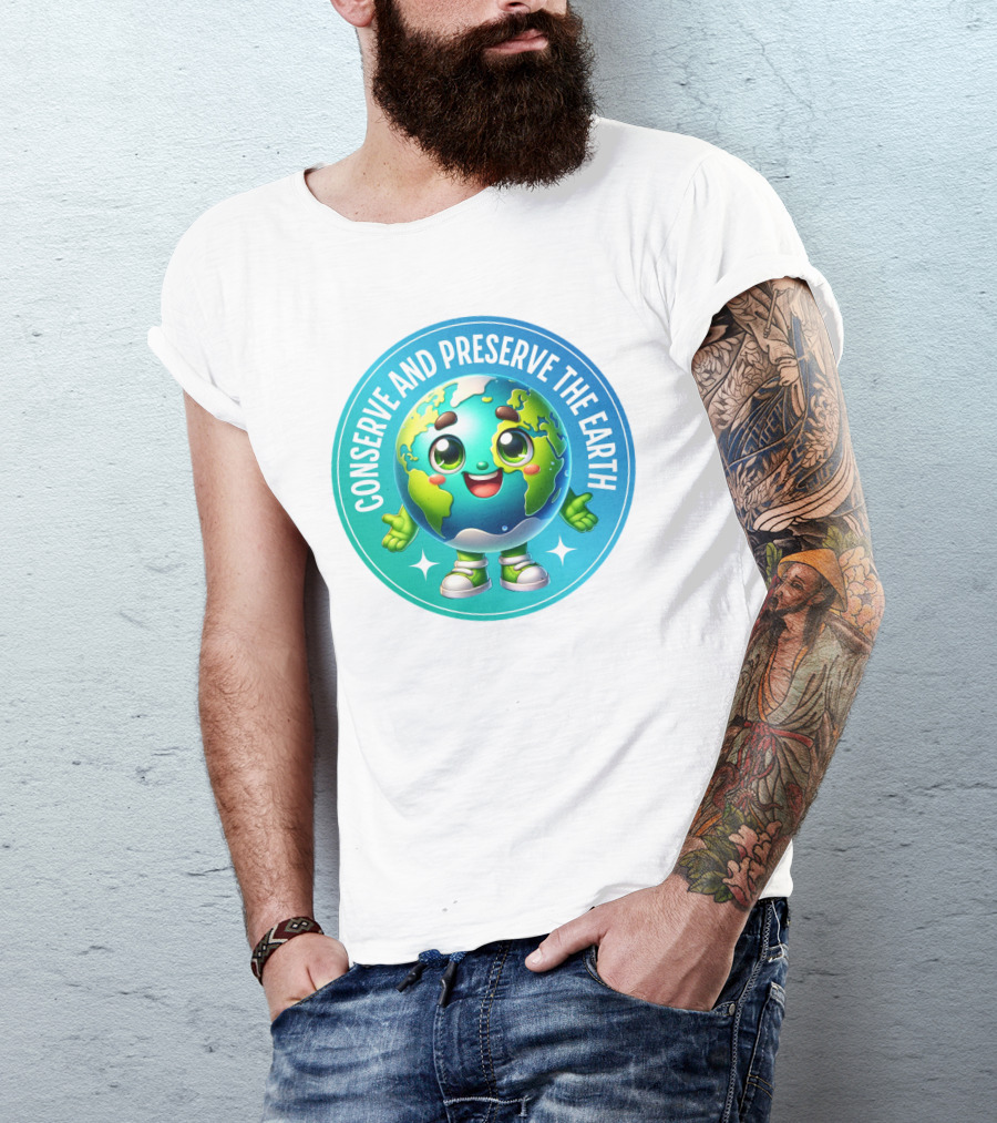 Conserve And Preserve The Earth Retro Earth Day Celebration Mascot T-Shirt