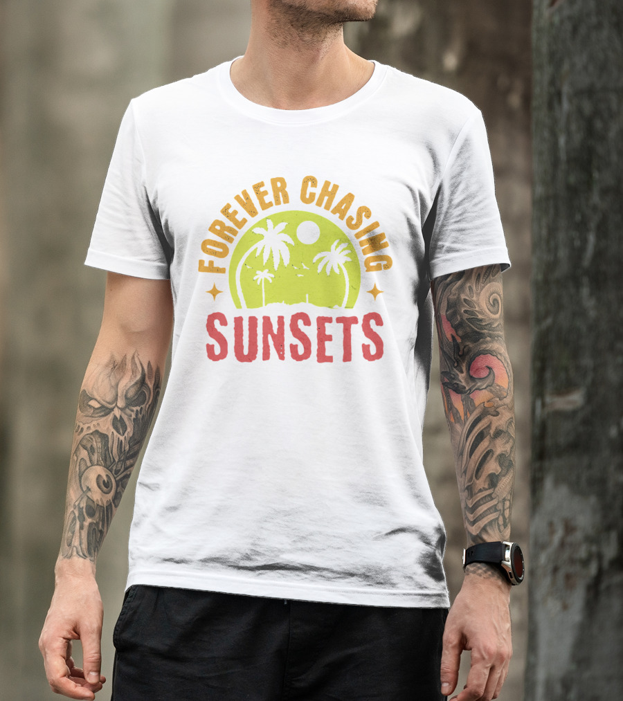 Forever Chasing Sunsets Retro Vintage Summer Vacation T-Shirt