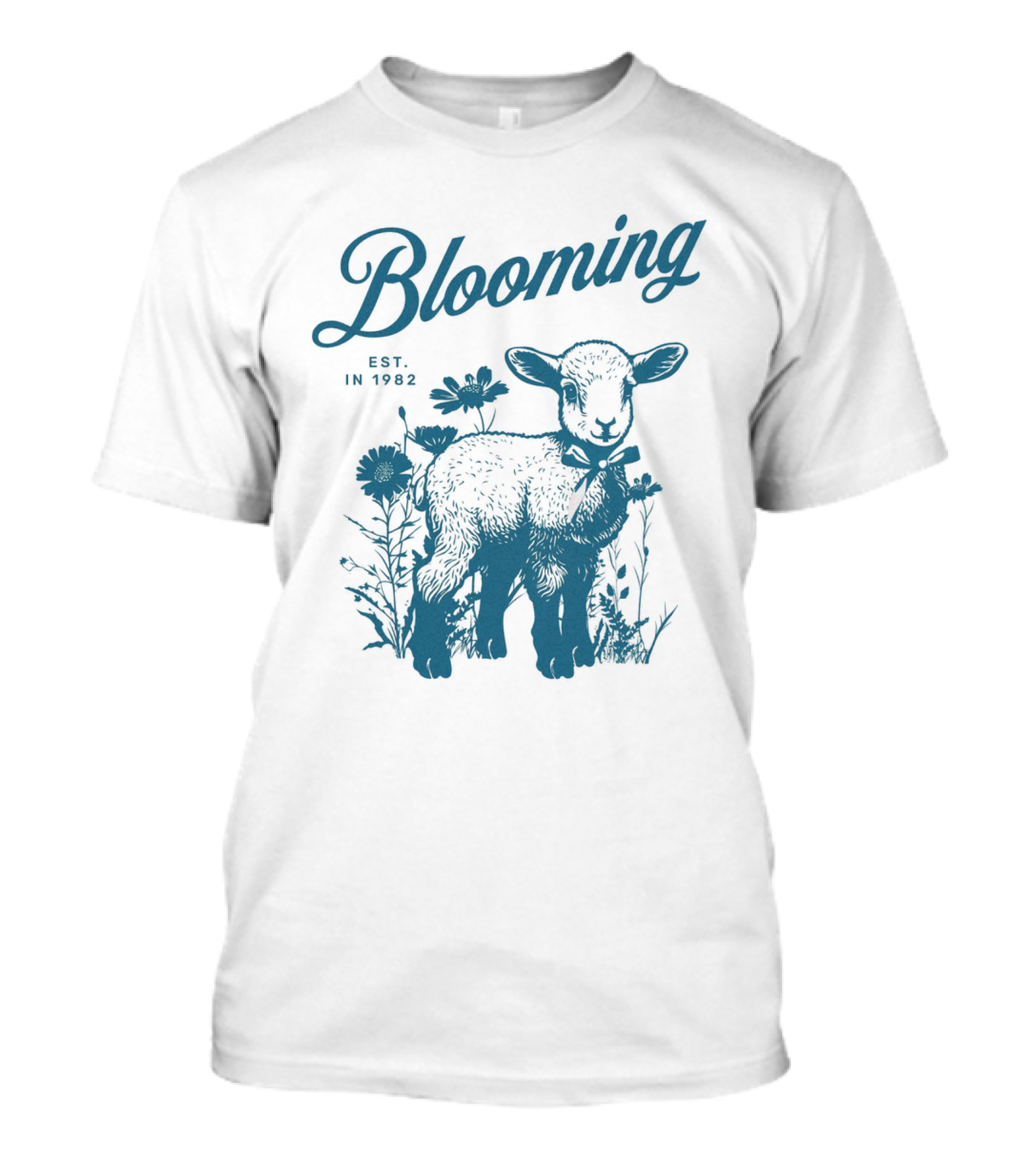 Blooming Vintage Style Est. In 1982 Lamb And Flowers T-Shirt