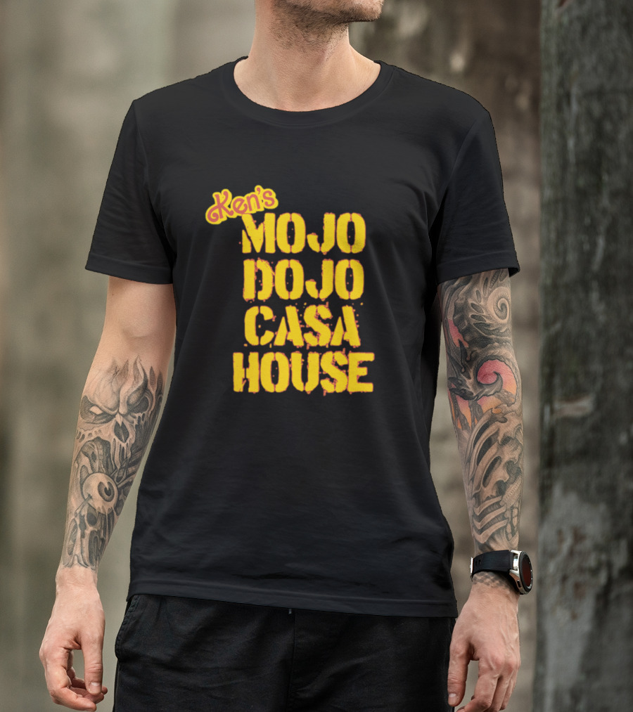 Ken's Mojo Dojo Casa House Yellow Grunge Text T-Shirt