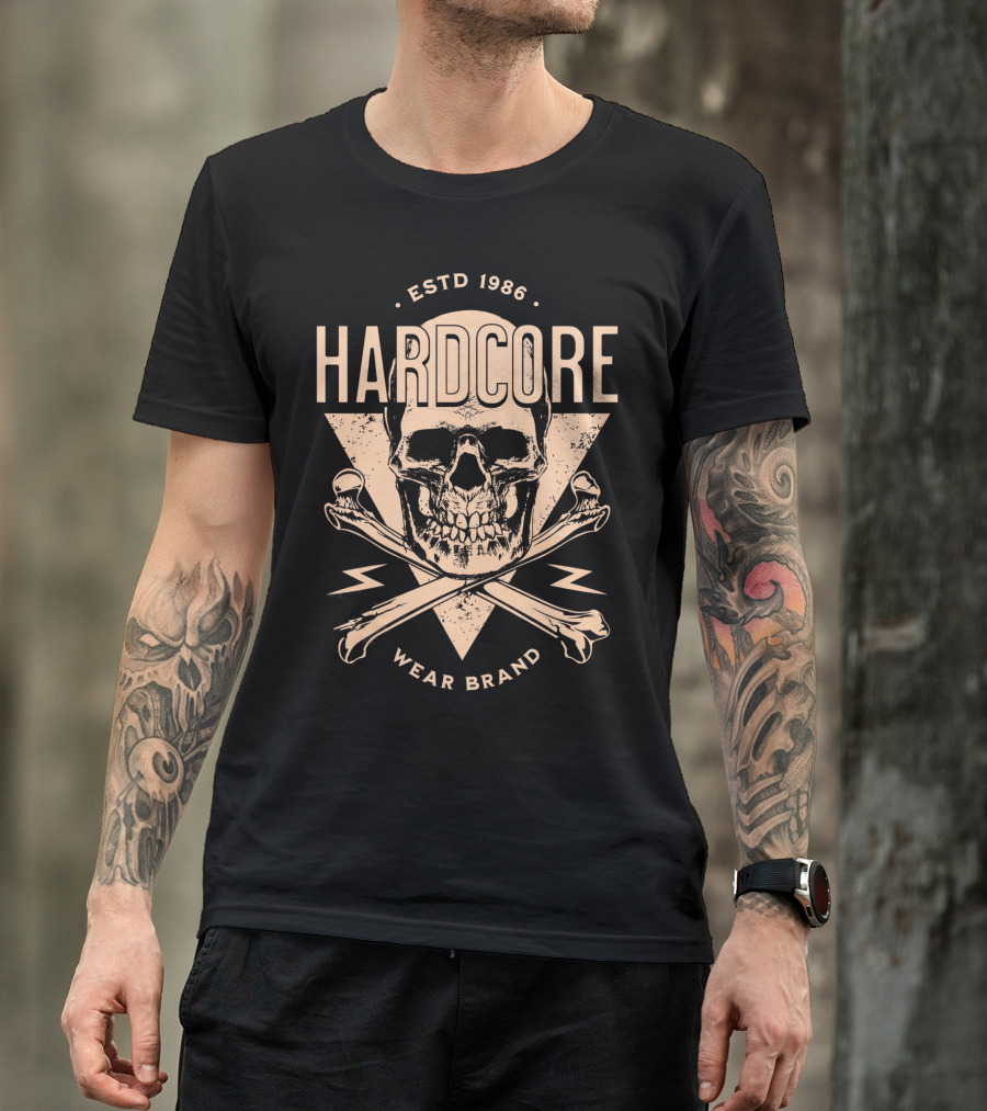 HARDCORE Skull ESTD 1986 Wear Brand T-Shirt